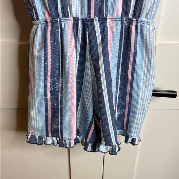 Striped Blue and Pink Romper - Picture 2 of 5